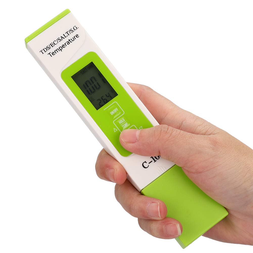 Acouto Water Quality Detector,C-100 5 in 1 Salinity TDS EC Seawater Tester Multifunction Water Quality Tester with Backlight