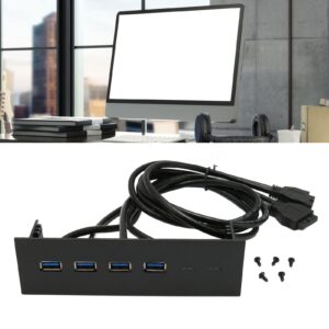 USB3.0 Front Panel, 5Gbps 4 Ports Optical Drive Front Panel Multiple Security Protections 19pin USB Hub Front Panel for 5.25 Inch PC Computer Case