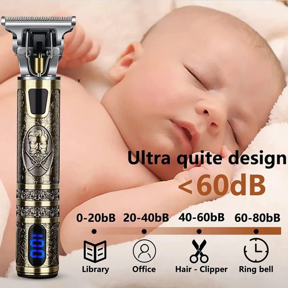 Hair Clippers with LED Display, Professional Hair Trimmer Zero Gapped T-Blade Trimmer Cordless Rechargeable Edgers Clippers Electric Beard Trimmer Wireless LCD Display