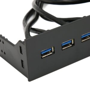 USB3.0 Front Panel, 5Gbps 4 Ports Optical Drive Front Panel Multiple Security Protections 19pin USB Hub Front Panel for 5.25 Inch PC Computer Case