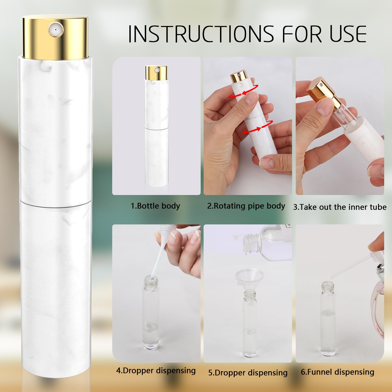 Vitog Perfume Travel Refillable - Travel Perfume Spray Bottle Atomizer Perfume Spray Mini Travel Bottle Pocket Empty Cologne Dispenser For Women Men