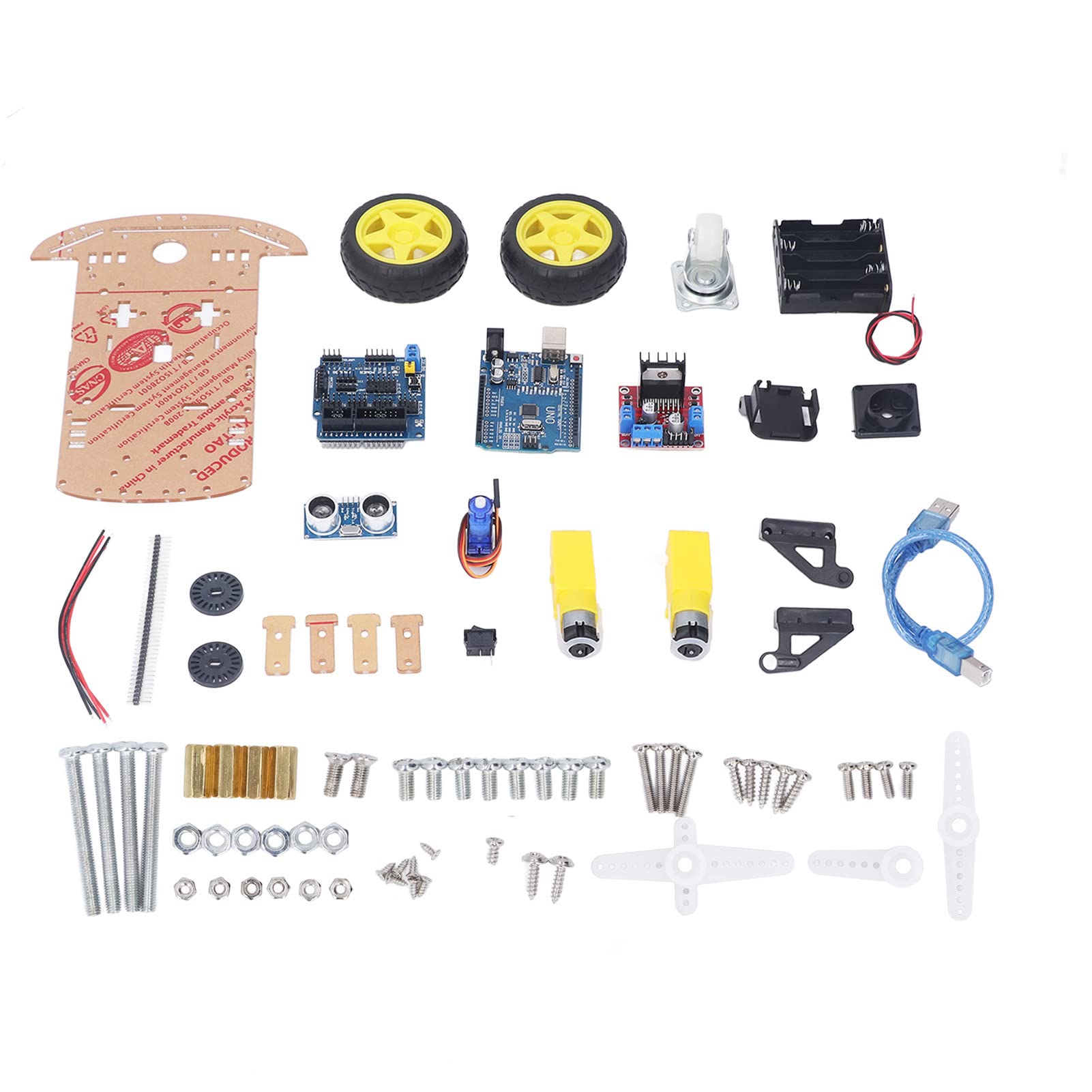 DIY Robot Smart Car Chassis Kit DIY Programmable Development Board 2WD Ultrasonic with Motor MCU