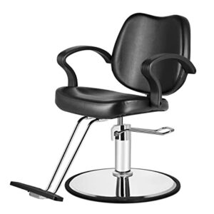 Beautymega Black Round Base Styling Salon Chair Hydraulic Pump Barber Chair All Purpose Beauty Salon Equipment