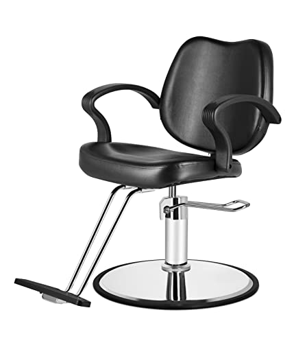 Beautymega Black Round Base Styling Salon Chair Hydraulic Pump Barber Chair All Purpose Beauty Salon Equipment