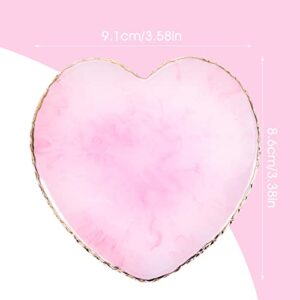 Resin Nail Art Palette Nail Mixing Palette Polish Color Mixing Plate Golden Edge Nail Holder Display Board Heart Shape Cosmetic Mixing Tools (Pink)