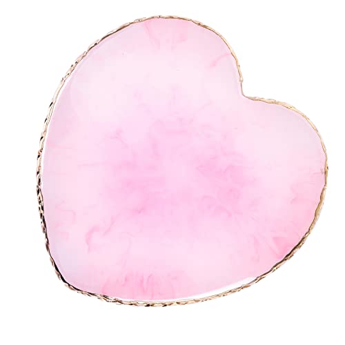 Resin Nail Art Palette Nail Mixing Palette Polish Color Mixing Plate Golden Edge Nail Holder Display Board Heart Shape Cosmetic Mixing Tools (Pink)