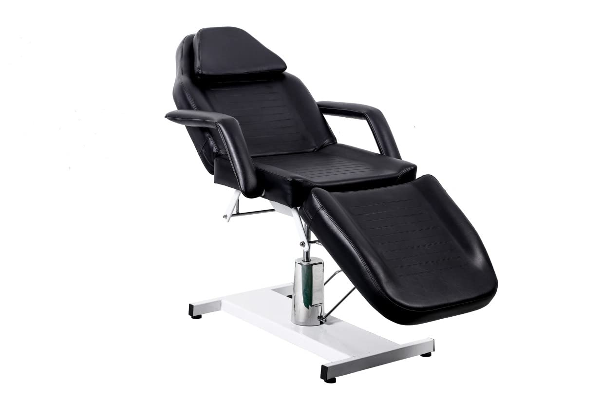 Beautymega Black All Purpose Professional Massage Beauty Bed Salon Tattoo Chair Hydraulic Pump Esthetician Bed Adjustable Beauty Barber Spa Beauty Equipment