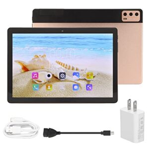 soobu Tablet, 100-240V 4G RAM 128G ROM 10 Inch IPS Screen Tablet PC for Home for Travel (Gold)