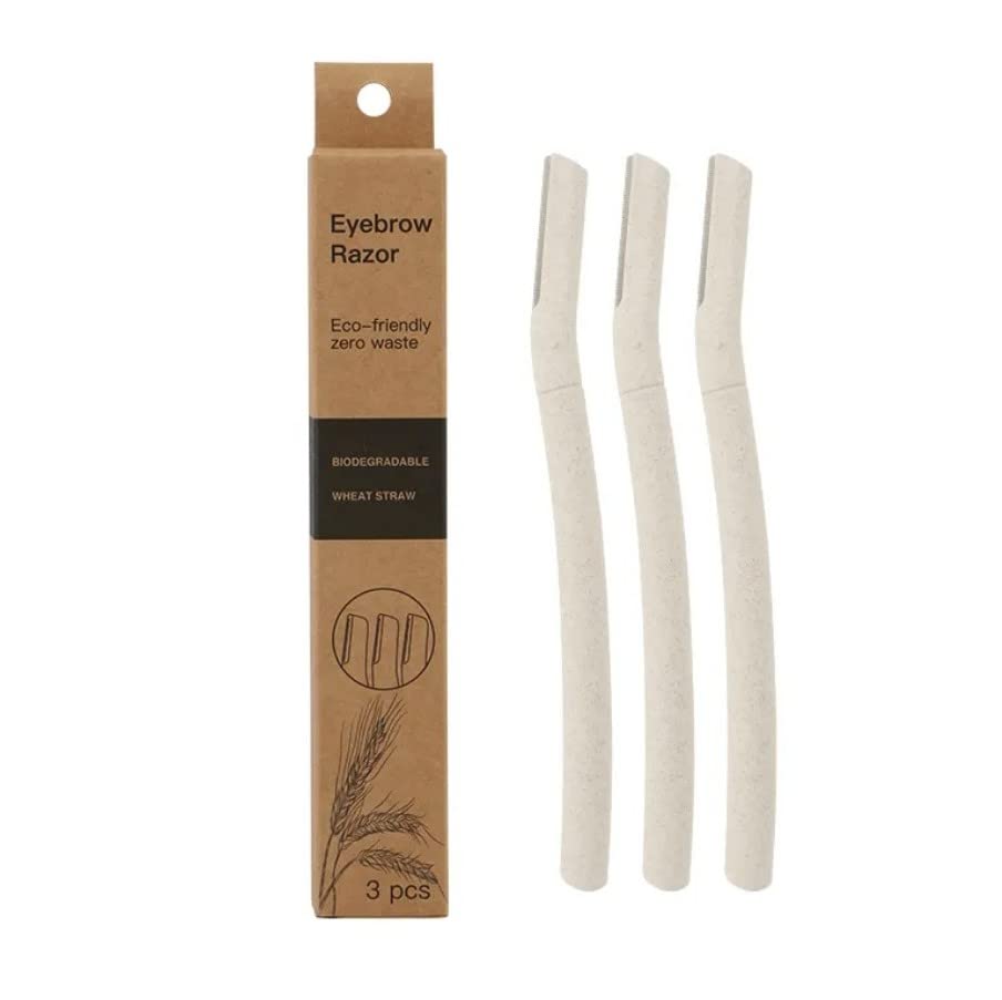 Derma-Plane Razor | Biodegradable Face Razor | Eyebrow Shaper | Recycled Wheat Straw Material | Eco-Friendly | 3 Count (Pack of 1)