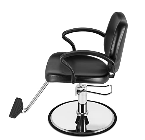 Beautymega Black Round Base Styling Salon Chair Hydraulic Pump Barber Chair All Purpose Beauty Salon Equipment