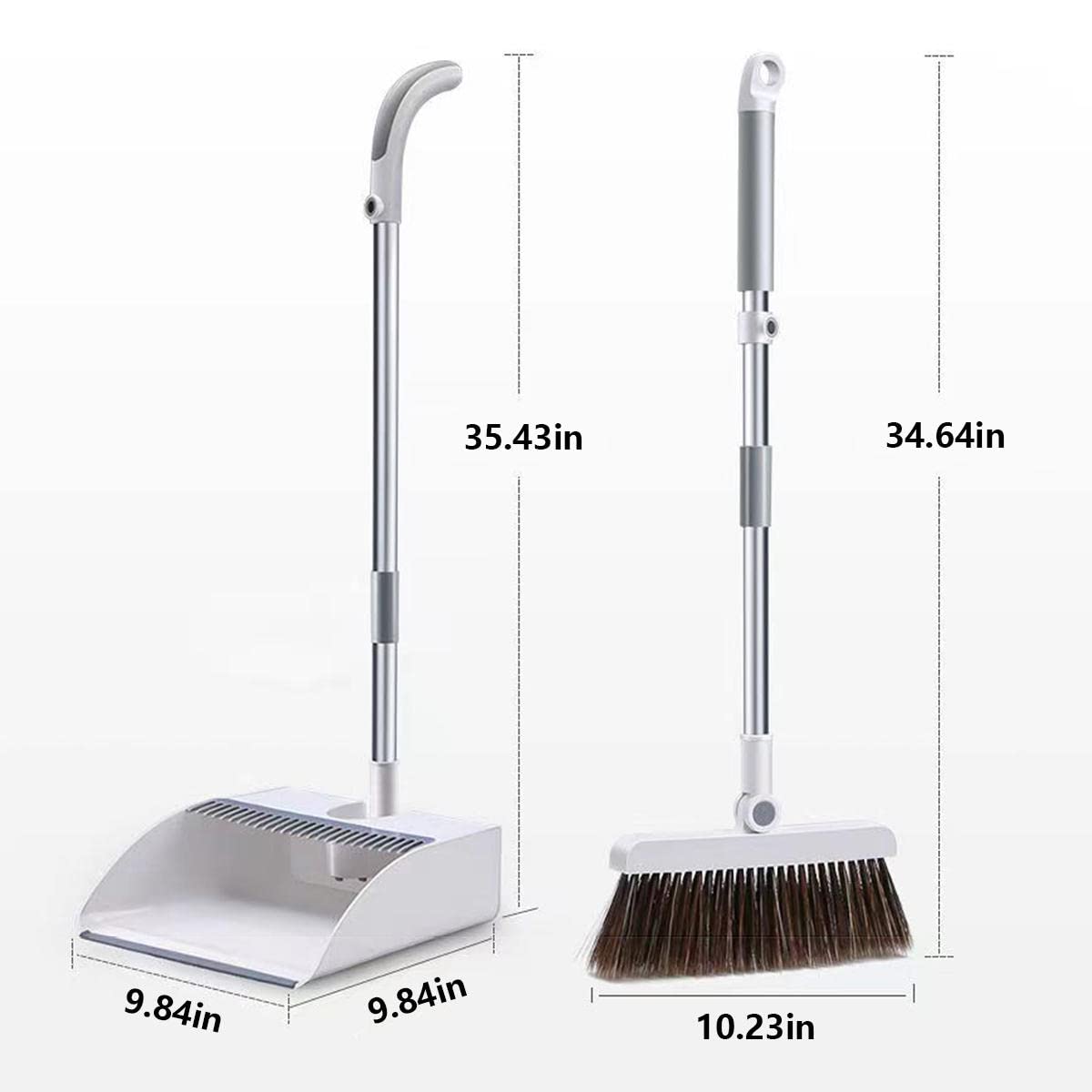 Broom and Dustpan Set for Home, Dust Pan and Broom Combo, Broom with Dustpan Combo Set, Broom and Dust Pan, Dustpan and Broom Set Long Handle, for Office Home Kitchen Lobby Floor