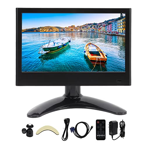 Portable Monitor, Dual Speakers Gaming Monitor 7 Inch with Remote Control for Replacement Parts (US Plug)