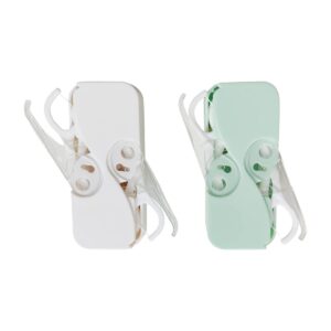 2pcs portable floss dispenser travel floss portable cases, automatic dental refillable floss stick organizer for cleaning teeth and oral care