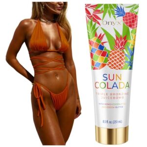 onyx suncolada triple bronzing pineapple tanning bed lotion - indoor & outdoor bronzing with natural fruit extracts, hydrating, moisturizing, anti-aging, indoor tanning lotion with bronzer