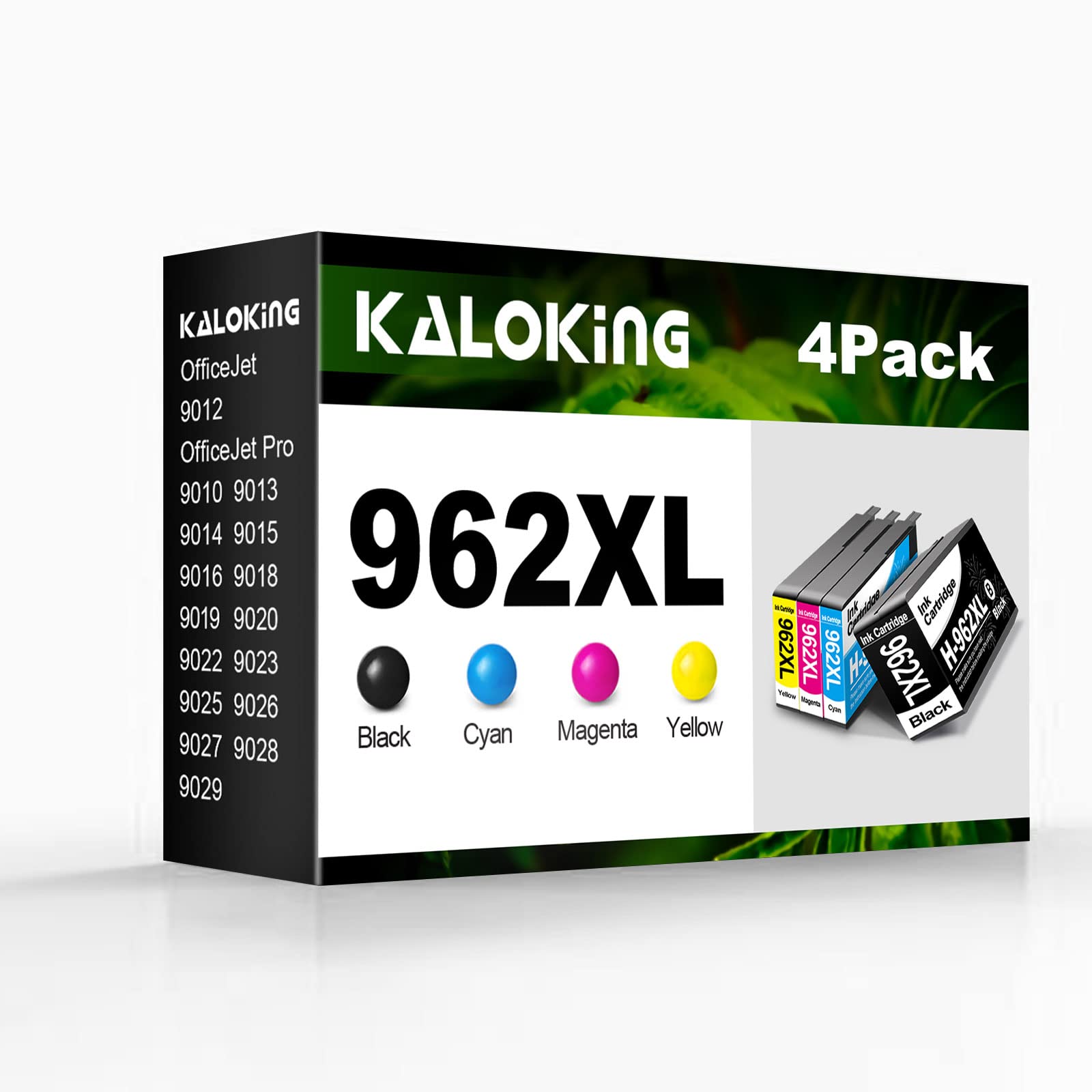 KALOKING Remanufactured Ink Cartridges Replacement for HP 962XL 962 XL for OfficeJet Pro 9010 9015 9018 9025 Printer (1 Black 1 Cyan 1 Magenta 1 Yellow, 4P combo Pack)