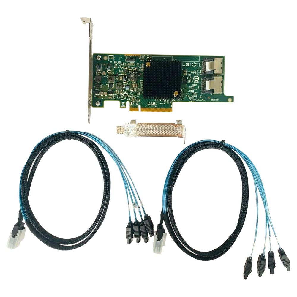 LSI 9207-8i RAID Controller Card 6Gbs SAS HBA P20 IT Mode for ZFS FreeNAS unRAID RAID Expander Card + 2 * 8087 SATA Cable