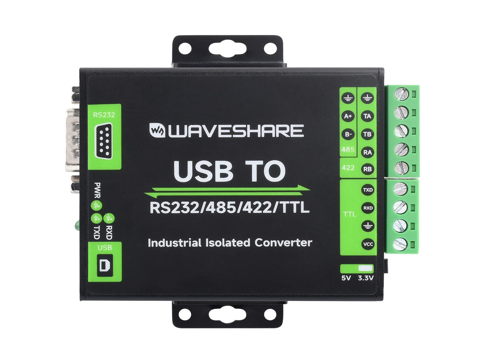 waveshare FT232RNL USB to RS232/485/422/TTL Interface Converter, Industrial Isolation