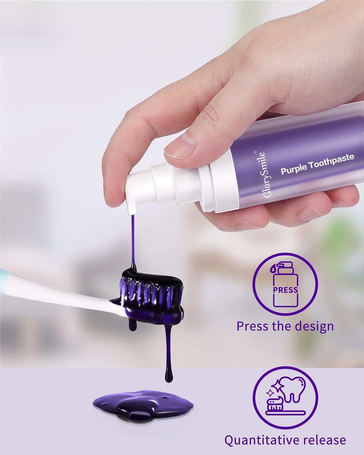 Dental Purple Toothpaste for Teeth Whitening, Tooth Stain Removal, Tooth Paint Booster for Brightness and Reduce Yellowing