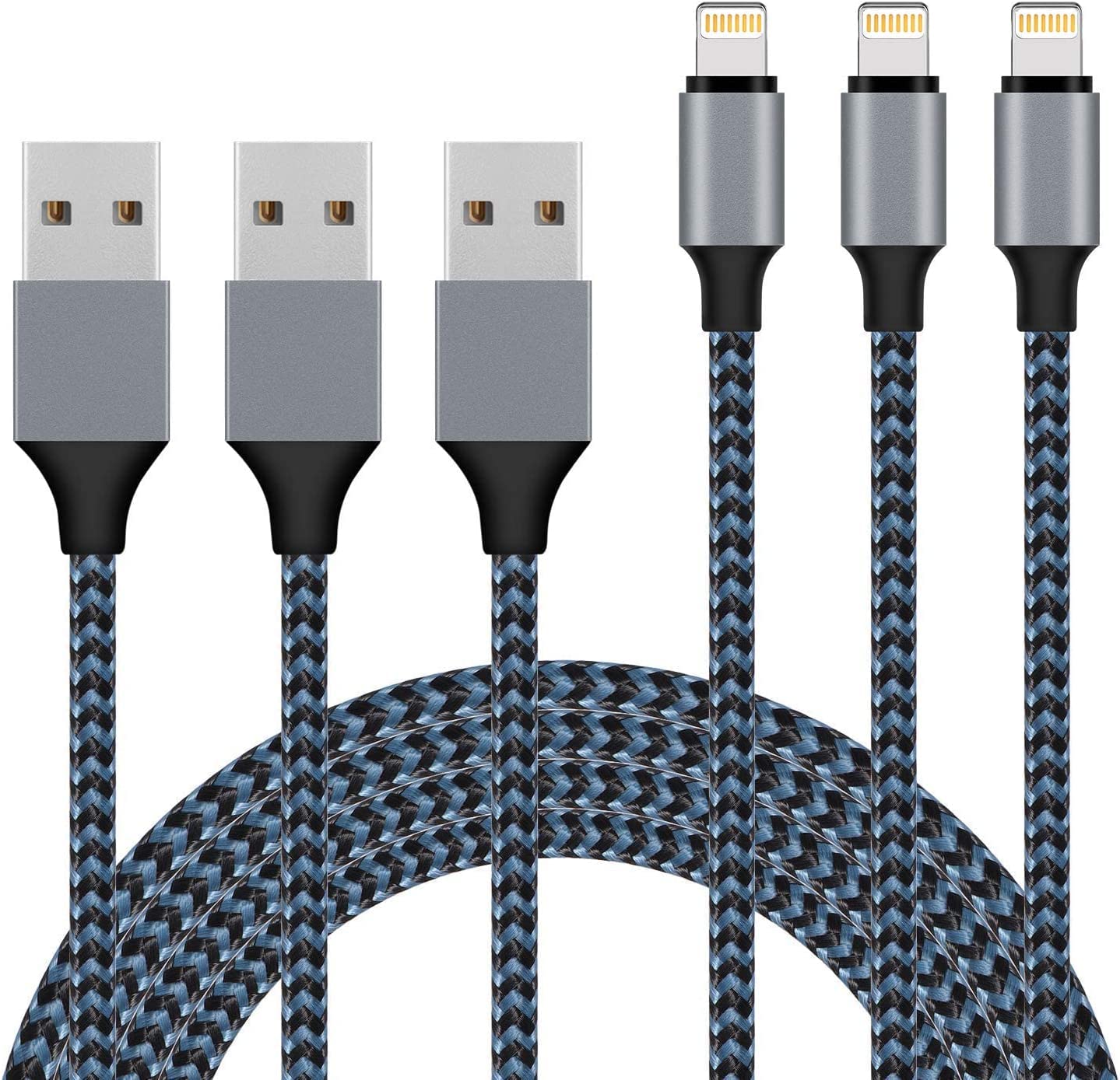 [Apple MFi Certified] iPhone Charger, iPhone Fast Charging 3 Pack 9 FT Lightning Cable Nylon Braided Long iPhone Charger Cord iPhone 14 13 12 11 Pro Max XR XS X 8 7 6 Plus SE and More