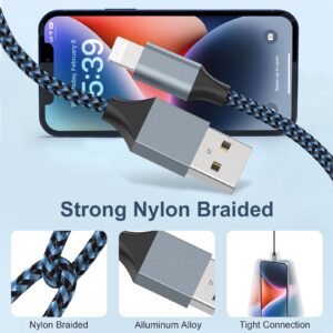 [Apple MFi Certified] iPhone Charger, iPhone Fast Charging 3 Pack 9 FT Lightning Cable Nylon Braided Long iPhone Charger Cord iPhone 14 13 12 11 Pro Max XR XS X 8 7 6 Plus SE and More