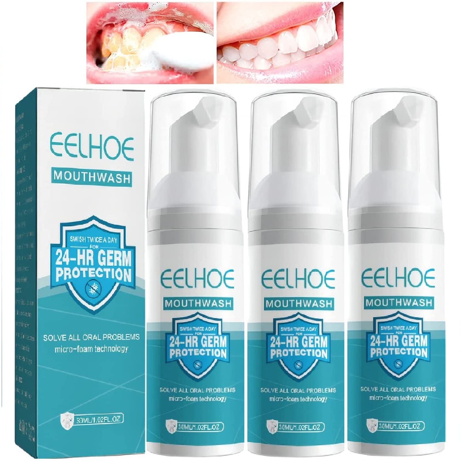 3Pcs Teeth Mouthwash Toothpaste Foam,Stain Removal Teeth Whitening,Oral Care,Fresh Breath Deep Cleaning.