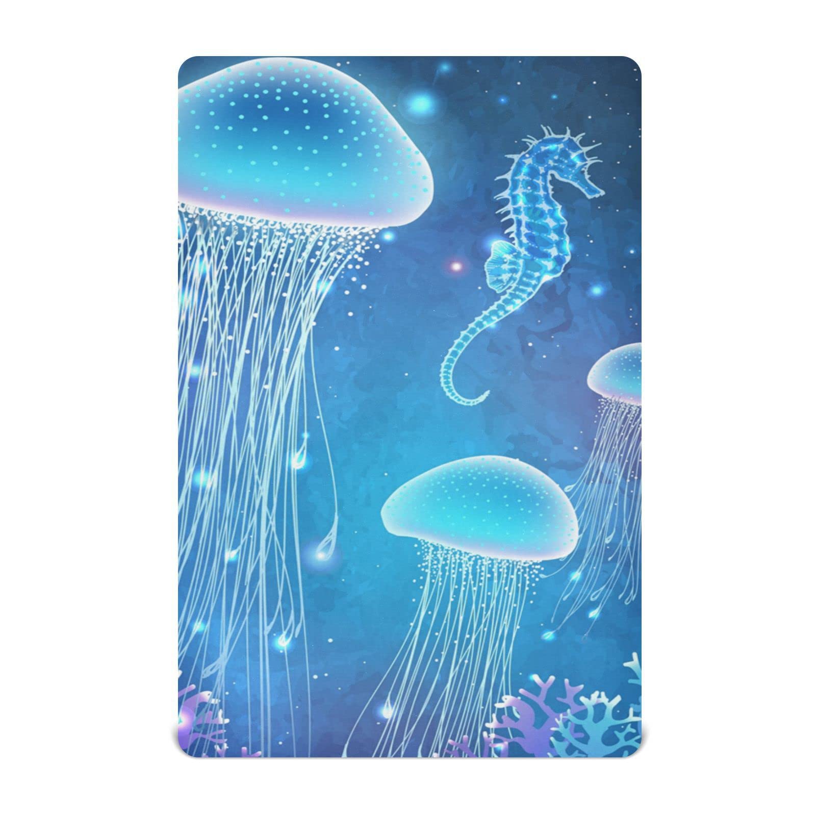 Blueangle Fitted Crib Sheet Glowing Jellyfish Baby Sheets for Standard Crib Toddler Mattress Cover, Soft Microfiber Breathable Mattress Cover for Boys and Girls（177）