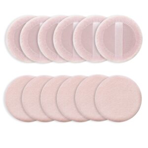 WLLHYF 12PCS Makeup Powder Puffs Pink Cotton Powder Puffs Round Powder Puff for Makeup Face Powder Velour Puffs for Loose Powder Washable(pink