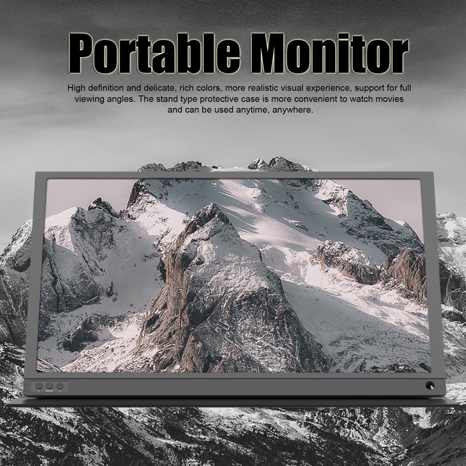 Portable Monitor, IPS Hard Screen HD Touchscreen Monitor Dual Speakers Split Screen Processing HDR Technology 15.6in Screen for Laptop PC Phone(Black)