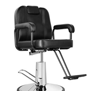 Beautymega Black Hydraulic Pump Styling Chair 360 Degrees Swivel Barber Chair Salon Spa Reclining Beauty Chair