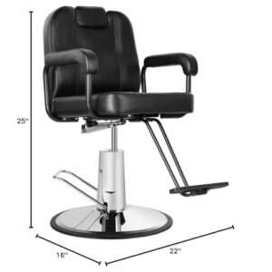 Beautymega Black Hydraulic Pump Styling Chair 360 Degrees Swivel Barber Chair Salon Spa Reclining Beauty Chair