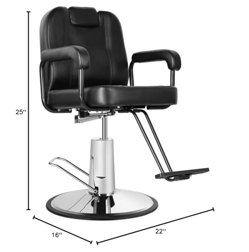 Beautymega Black Hydraulic Pump Styling Chair 360 Degrees Swivel Barber Chair Salon Spa Reclining Beauty Chair