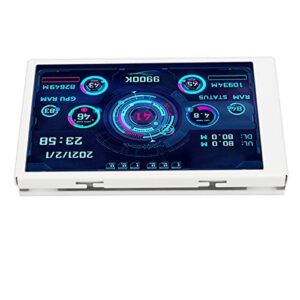 computer temp monitor, ips full view display 3.5in pc temperature display plug and play for home (white)