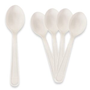 PAMI Heavy Weight Disposable Plastic Soup Spoons [1000-Pack] - Bulk White Plastic Silverware For Parties, Weddings, Catering Food Stands, Takeaway Orders & More- Heavy-Duty Single-Use Partyware Spoons