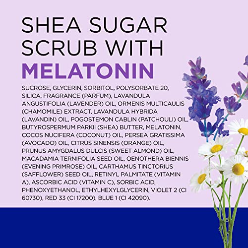 Dr Teal's Shea Sugar Sleep Scrub, with Melatonin, Lavender, & Essential Oils, 19oz (Pack of 3)