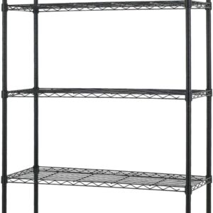 14‘’Dx36''Wx72''H Storage Shelves Wire Shelving Unit with Wheels Steel 5 Tier Heavy Duty Layer Rack Storage Metal Shelf Garage Organizer Wire Rack Shelves Adjustable Utility 1250 LBS Capacit，Black