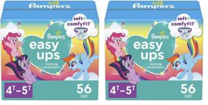 pampers easy ups training underwear girls, 4t-5t size 6 diapers, 56 count (packaging & prints may vary) (pack of 2)