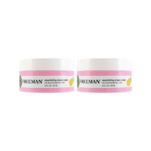 freeman nourishing pineapple & hyaluronic acid cream facial mask, hydrates & moisturizes skin, leave-on treatment, restore & plum skin, cruelty-free & vegan, 2 fl.oz./ 60 ml jar, 2 count