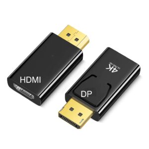 4K DisplayPort to HDMI Adapter, DP PC to HDMI Converter Display Port (Male) to HDMI (Female) Adapter (2K 60Hz, 1080p 120Hz) Uni-Directional High-Speed DP Compatible for HP, Dell, GPU, andMore