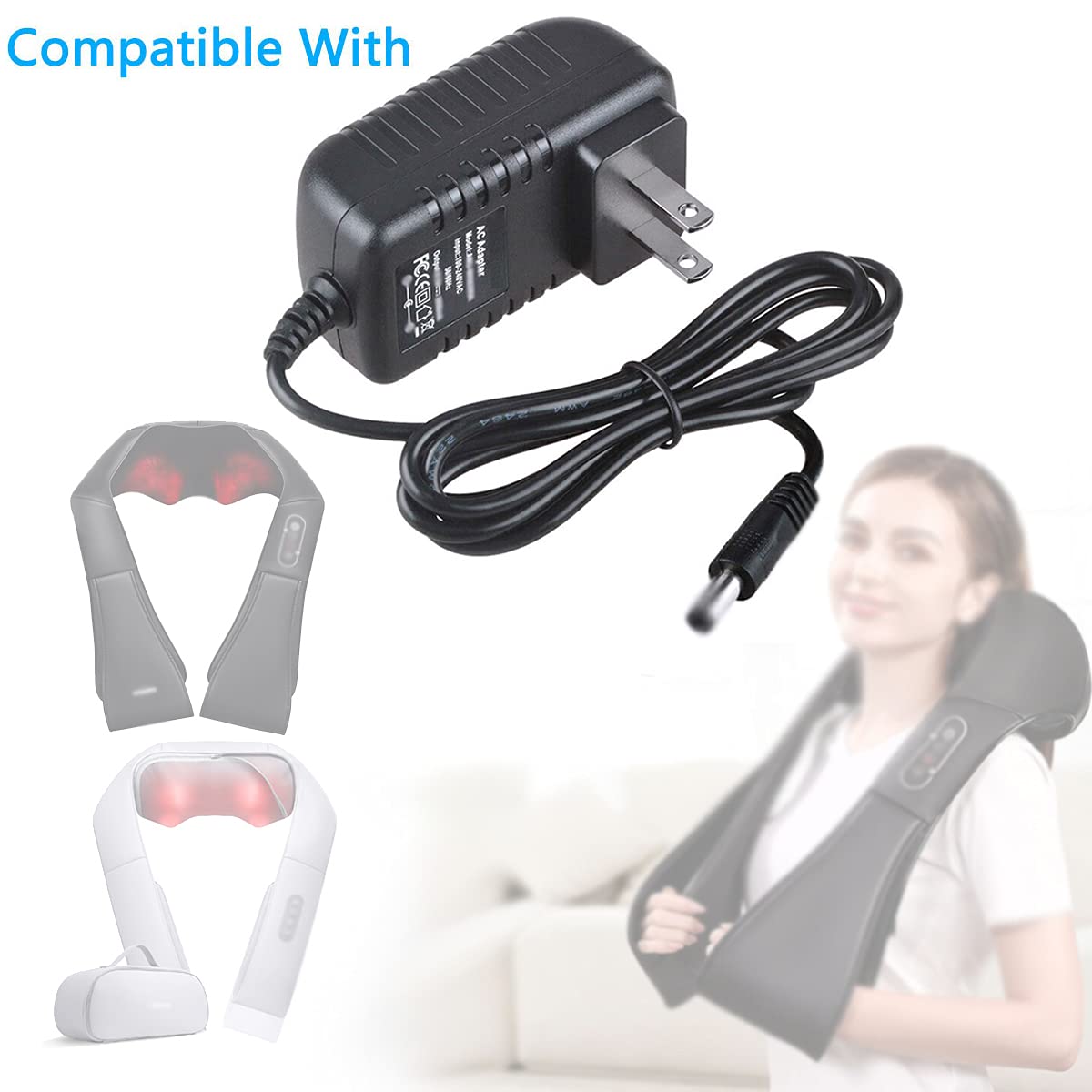 12V AC DC Power Supply Adapter Charger Compatible for Naipo Shiatsu Back and Neck Massager OCuddle C1 MGS 150DC Replacment Power Supply