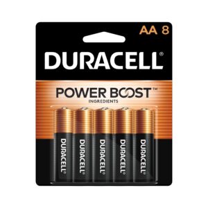 Duracell Coppertop AA Batteries with Power Boost Ingredients, 8 Count Pack Double A Battery with Long-Lasting Power, Alkaline AA Battery for Household and Office Devices (Pack of 2)