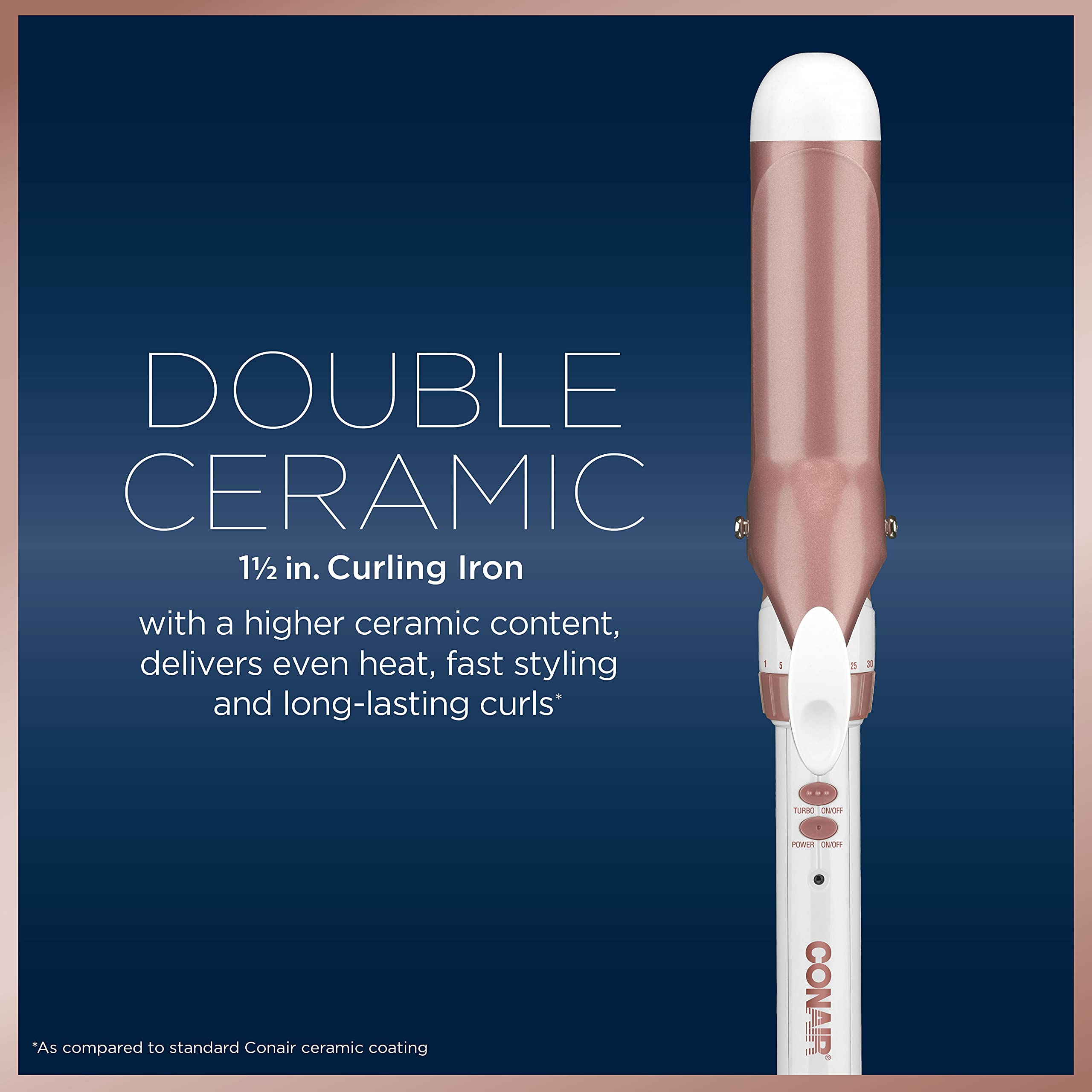 Conair Double Ceramic 1 1/2-Inch Curling Iron, 1 ½ inch Barrel Produces Soft Waves – for use on Medium and Long Hair (Pack of 2)