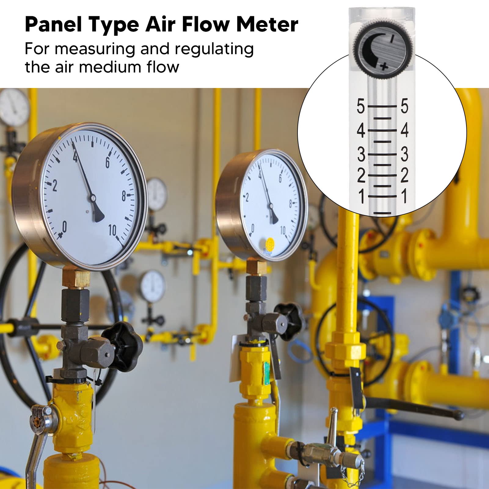 0 to 5LPM Air Meter Adjustable Panel Type Meter High Accuracy Flowmeter with Scales Panel Mount Type Accuracy Class 4%