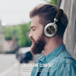 NUKied Bluetooth Headphones Over Ear, ANC Wireless Noise Cancelling Headphones with Built-in Microphone, 50H Playtime, HiFi Stereo Sound with 4 EQ Music Modes, Support Voice Assistant - Silver