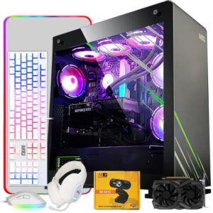 aurora max gaming tower pc- intel core i5 12th gen, gtx 1660s 6gb 192 bits, 16gb rgb ram, 1tb nvme, 4 in 1 gaming kit, webcam, liquid cooling win 11 home