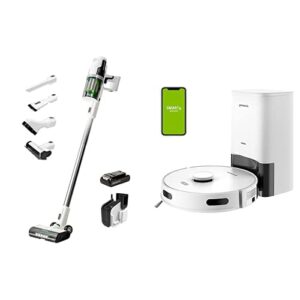 greenworks powerful brushless cordless stick vacuum and intelligent lds laser navigation robotic vacuum