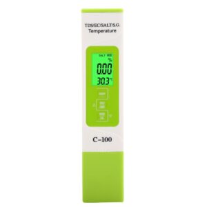 Aquarium Salinity Meter,C-100 5 in 1 Salinity TDS EC Seawater Tester Multifunction Water Quality Tester with Backlight