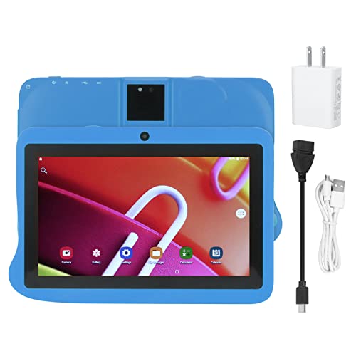 7 Inch Tablet, Blue Reading Tablet 5G WiFi 6000mAh 4GB RAM 128GB ROM for Education (Blue)