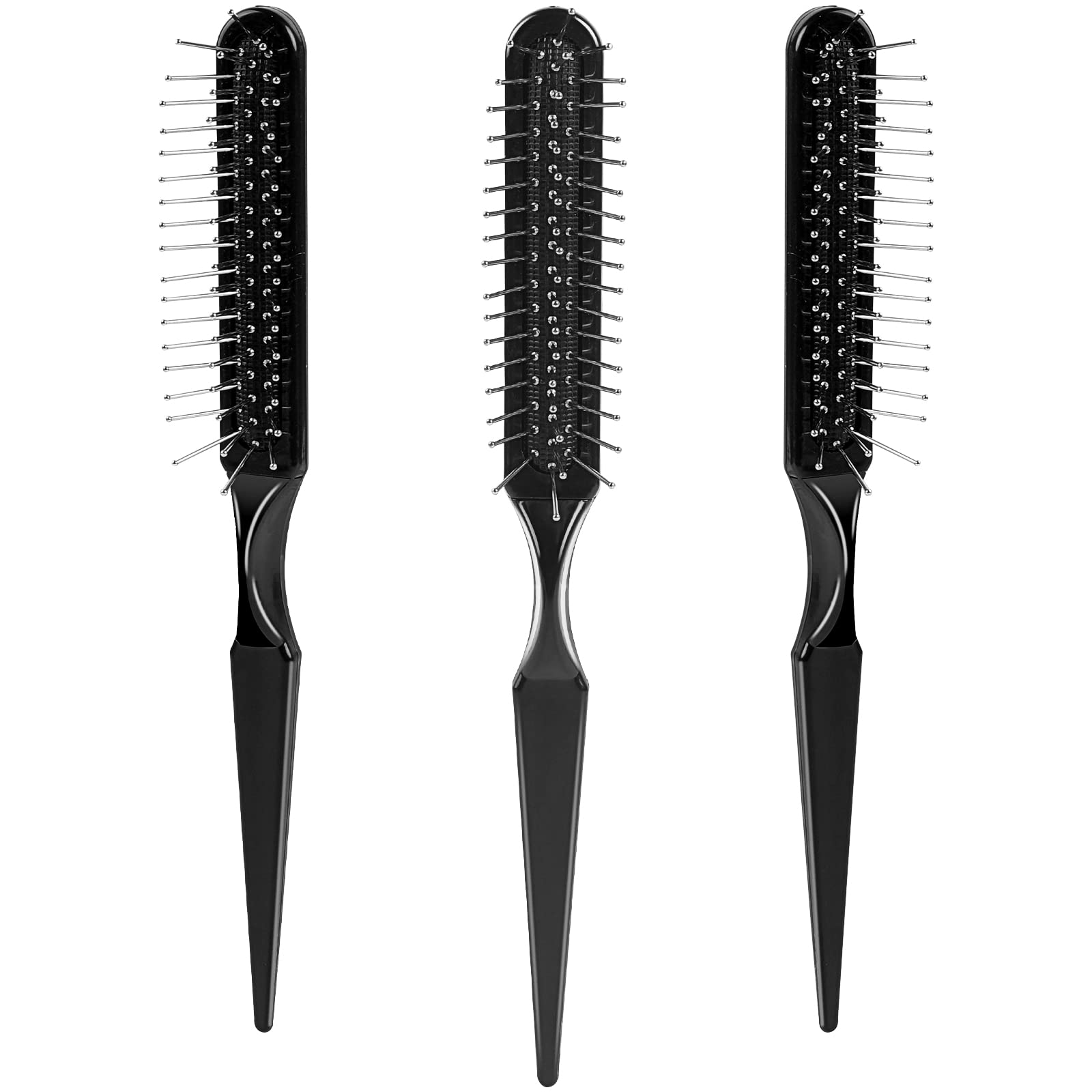 Synthetic Wig Brush,3 Pack Hair Brush 3 Row Wig Wire Brush Black Styler Brush Travel Size Metal Combs for Synthetic Wigs Detangling,Barber,Beginner