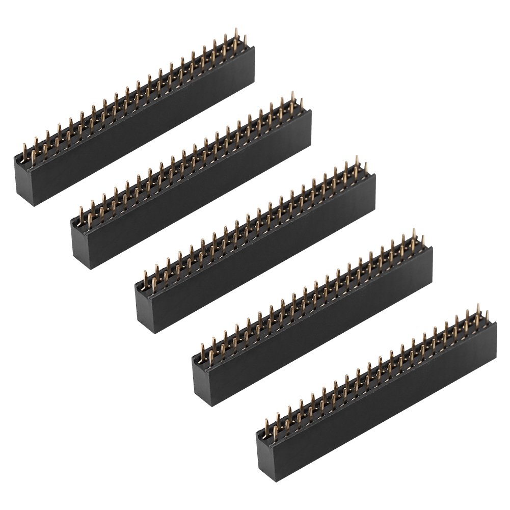 5pcs 2 X 20 Pins 2.54m Pitch Female Dual Row Short Pin Headers, The Separation Distance is 2.54mm, for Raspberry Pi, PCB Board Well