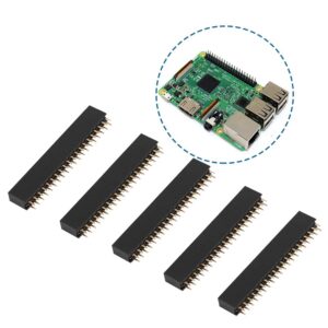 5pcs 2 x 20 pins 2.54m pitch female dual row short pin headers, the separation distance is 2.54mm, for raspberry pi, pcb board well